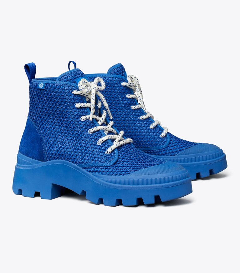 Tory Burch diseñador zapatillas Botas deportivas tipo camp en Royal Blue ángulo