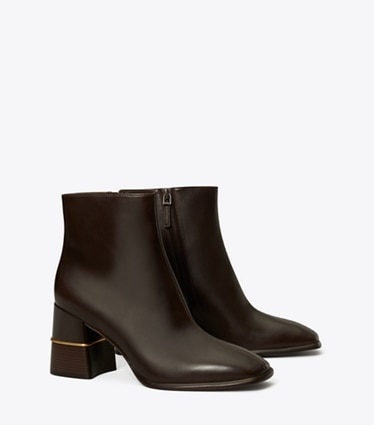 Tory Burch diseñador botines Botines de piel en CHOCOLATE BROWN ángulo