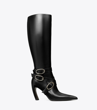 Tory Burch designer bottes au genou Botte à boucles dans PERFECT BLACK de côté