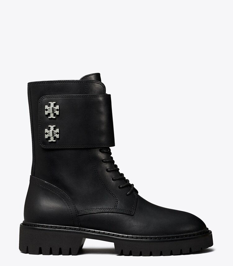 Tory Burch designer bottines Botte à semelle crantée avec fermoir Turnlock dans PERFECT BLACK de côté