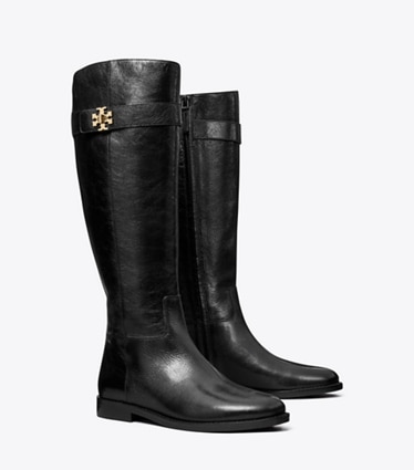 Tory Burch designer knee boots Botte cavalière à fermoir dans PERFECT BLACK angle