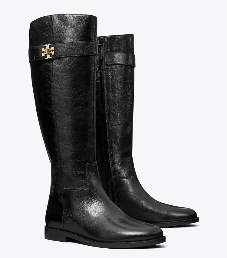 Tory Burch designer bottes au genou Botte cavalière à fermoir dans PERFECT BLACK angle