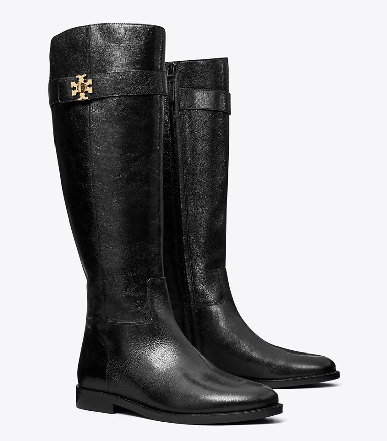 Tory Burch designer bottes au genou Botte cavalière à fermoir dans PERFECT BLACK angle