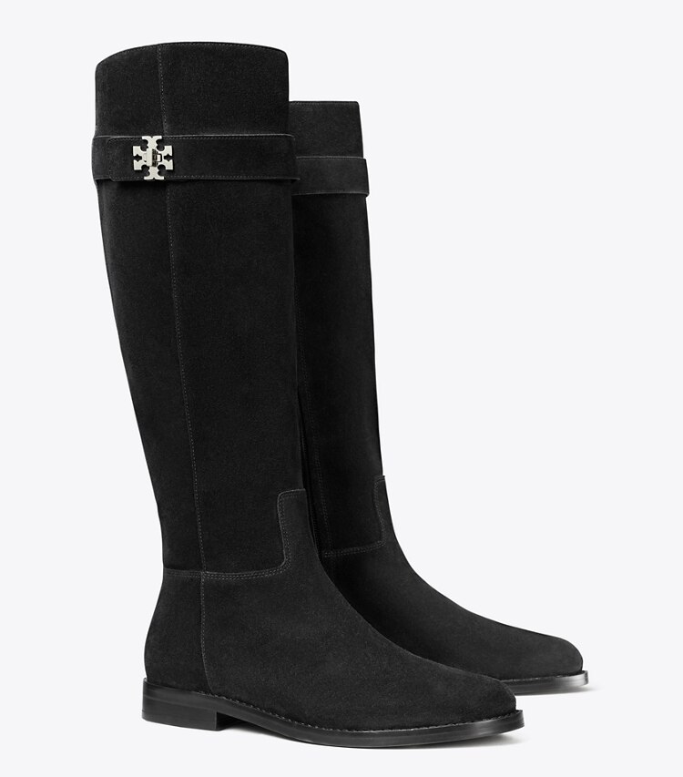 Tory Burch designer bottes au genou Botte d’équitation à fermoir, large dans PERFECT BLACK angle