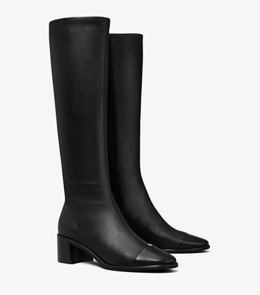 Tory Burch designer bottes au genou Botte montante à bout renforcé dans PERFECT BLACK angle