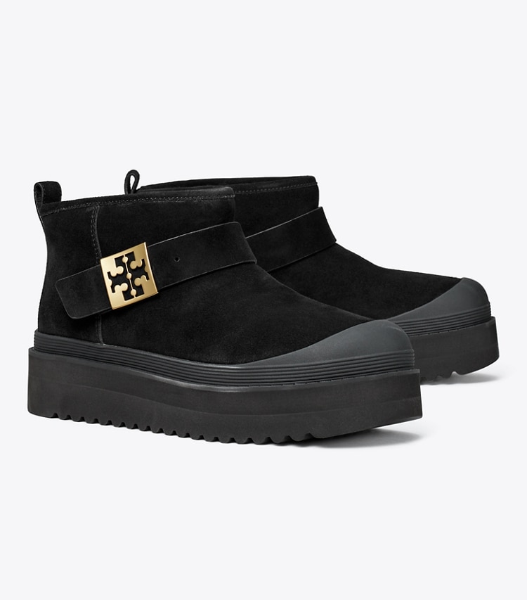 Tory Burch designer bottes Botte plateforme Mellow en rason dans PERFECT BLACK / GOLD angle