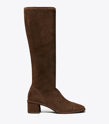 Tory Burch designer bottes au genou Bottes à bout contrasté in DARK COCOA side