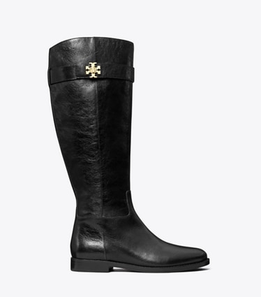 Tory Burch designer bottes au genou Bottes cavalières T Lock in PERFECT BLACK side