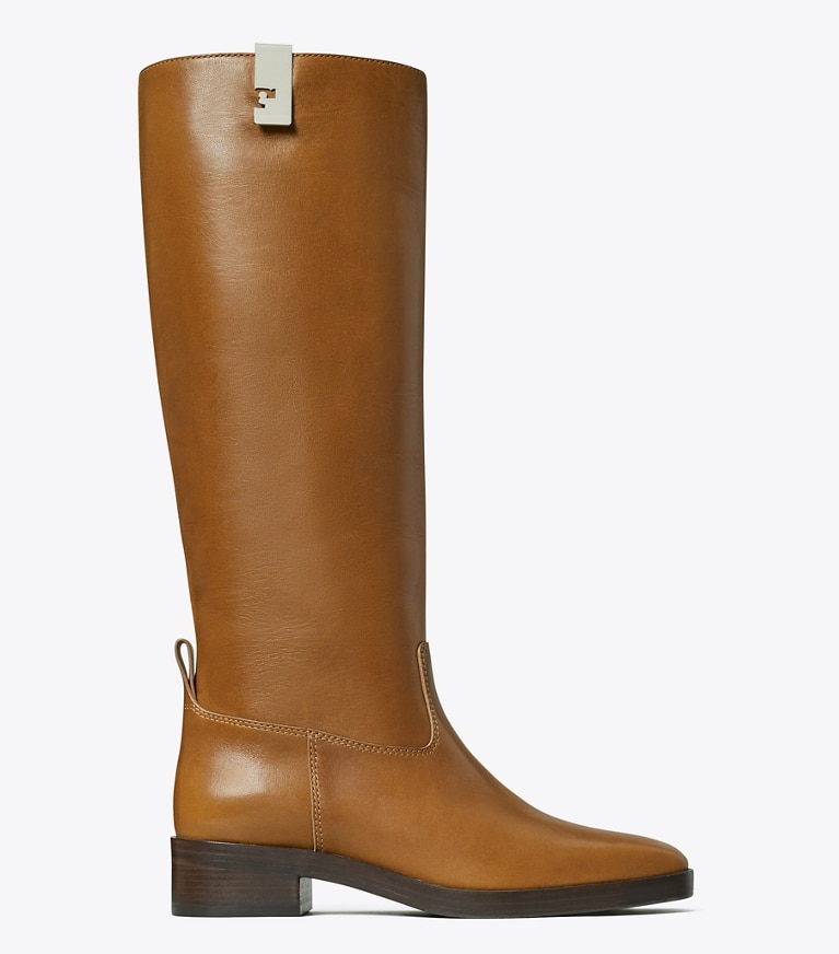 Tory Burch designer bottes au genou Bottes Money Clip in MOCHA BROWN side