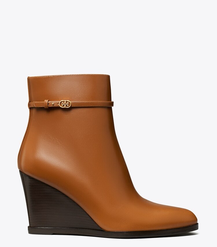Tory Burch designer bottines Bottillon à semelle compensée à boucle Double T dans SIERRA COGNAC de côté