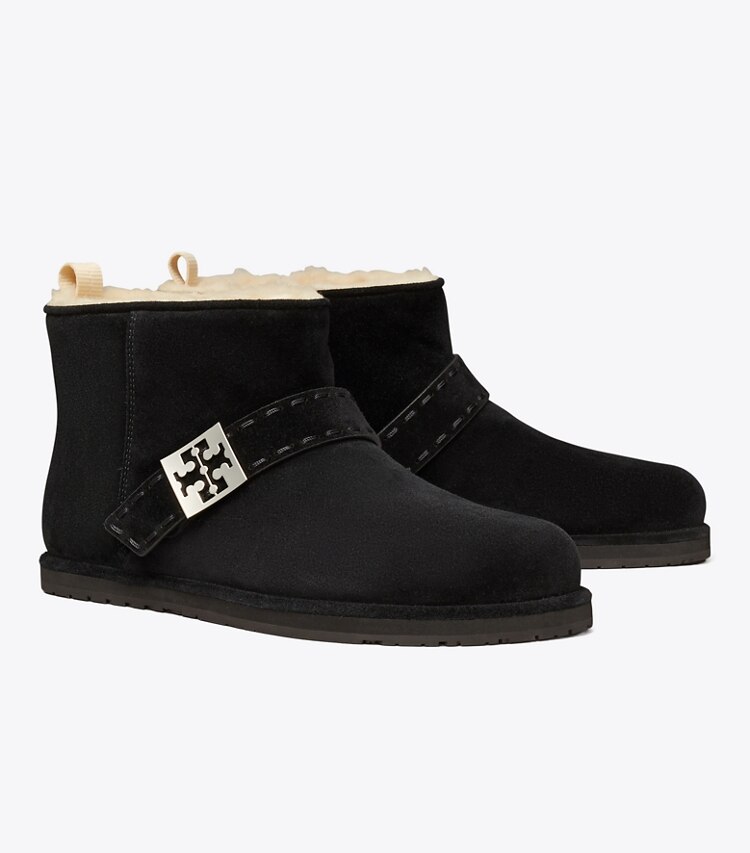 Tory Burch designer bottines Bottillon Mellow en rason dans PERFECT BLACK / SILVER angle