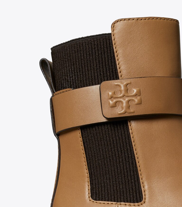 Tory Burch designer bottines Bottine Chelsea Double T dans ALMOND FLOUR / COCO détails