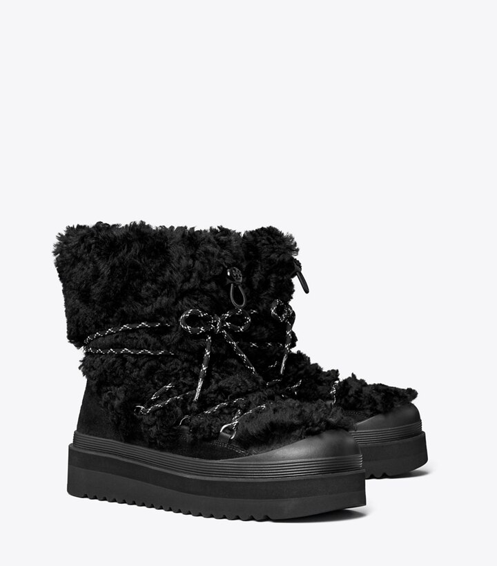 Tory Burch designer bottes Bottines à lacets Mellow in PERFECT BLACK / PERFECT BLACK angle