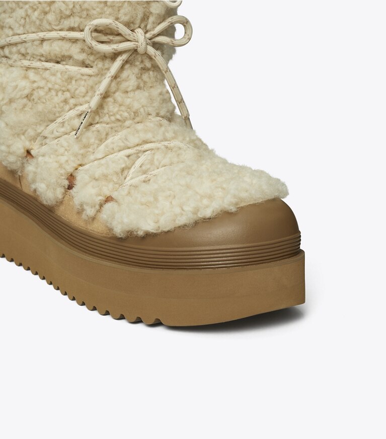 Tory Burch designer bottes Bottines à lacets Mellow in BUTTERMILK / LIGHT CHESTNUT angle