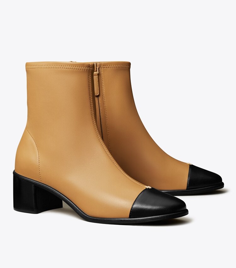 Tory Burch designer bottines Bottines à talon et bout contrasté in GINGER SHORTBREAD / PERFECT BLACK angle