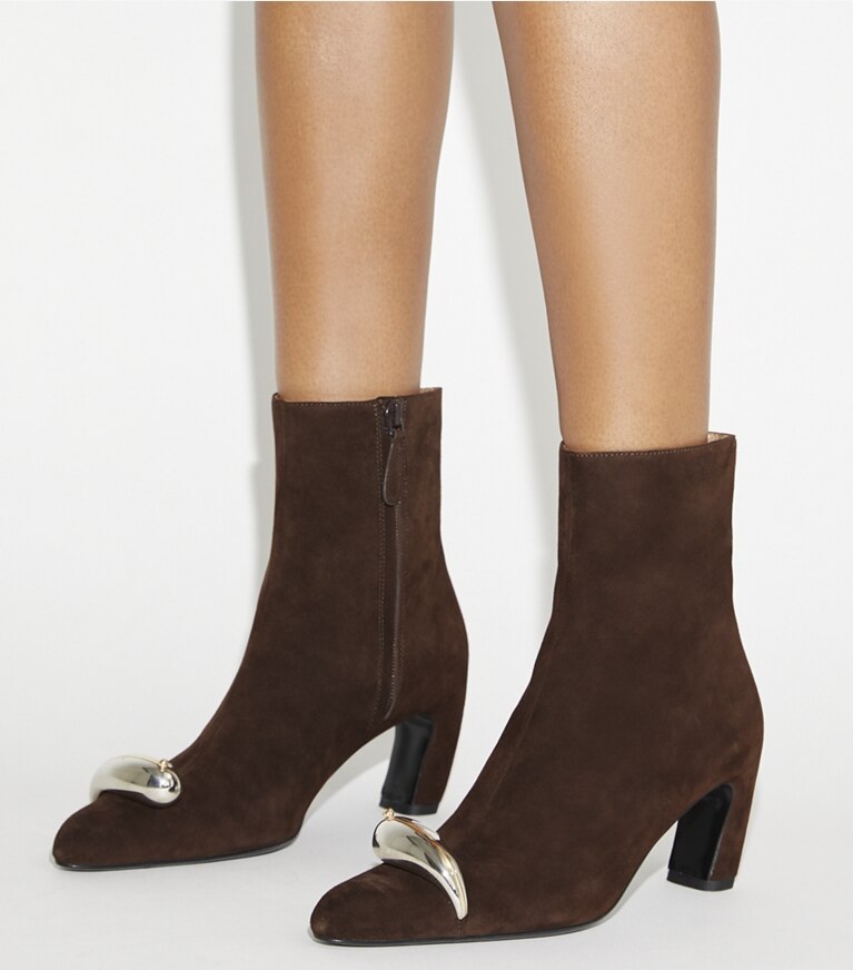 Tory Burch designer bottines Bottines effet piercing in DARK COCOA / SILVER angle