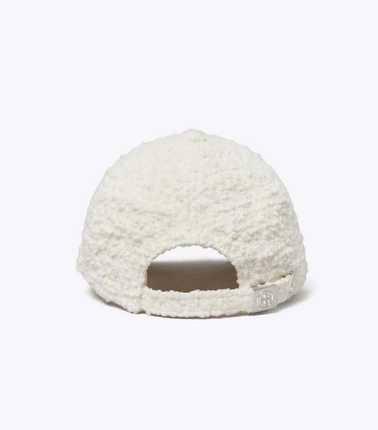 Tory Burch designer hats Bouclé Baseball Cap in Cream front