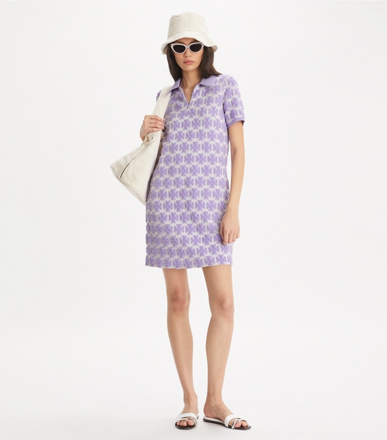 Tory Burch designer ドレス ブークレ ポロドレス in Crisp Lavender / Soft White front