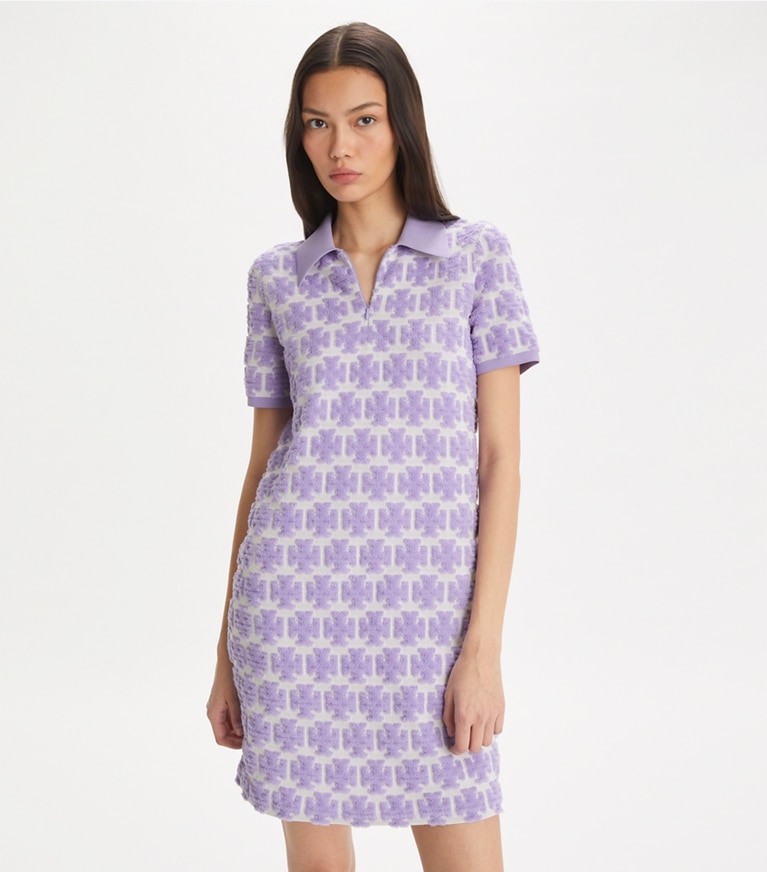 Tory Burch designer ドレス ブークレ ポロドレス in Crisp Lavender / Soft White front