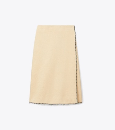Tory Burch designer bottoms Bouclé Skirt in Ivory front