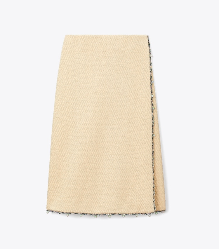Tory Burch designer bottoms Bouclé Skirt in Ivory front