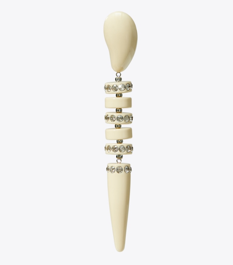 Tory Burch designer boucles d'oreilles Boucle d’oreille serpent Curiosity dans Ivory / Crystal détails