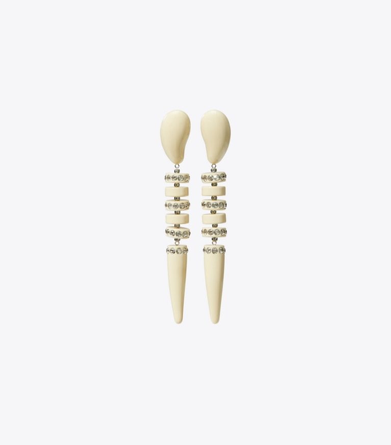 Tory Burch designer boucles d'oreilles Boucle d’oreille serpent Curiosity dans Ivory / Crystal de face