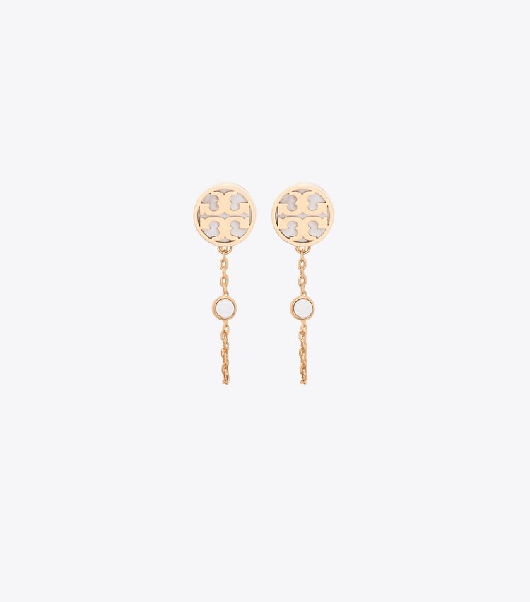 Tory Burch designer boucles d'oreilles Boucles d’oreilles chaîne Icon en nacre dans Tory Gold / Mother of Pearl de face