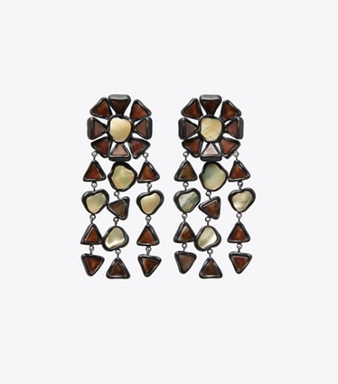 Tory Burch designer boucles d'oreilles Boucles d’oreilles chandelier en résine Curiosity in Black front