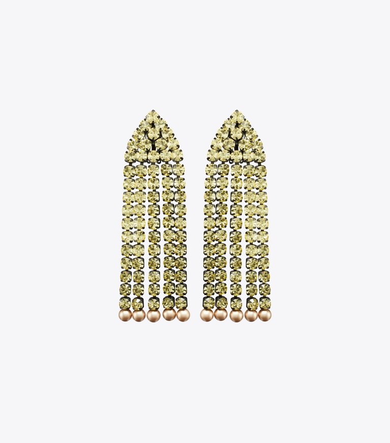 Tory Burch designer boucles d'oreilles Boucles d’oreilles chandelier Moondance dans Hematite / Yellow de face