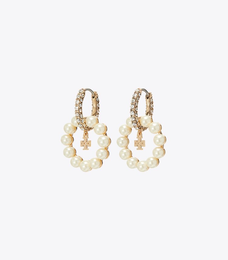 Tory Burch designer boucles d'oreilles Boucles d’oreilles créoles Moondance à perles in Pearl front