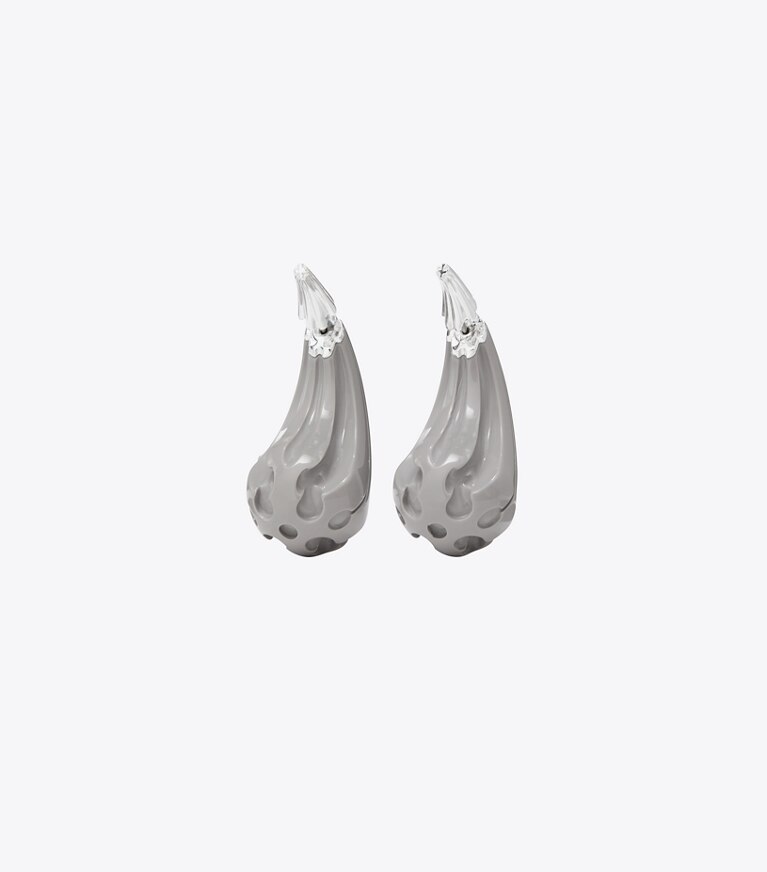 Tory Burch designer boucles d'oreilles Boucles d’oreilles devant-derrière Pierced dans Light Silver / Gray de face