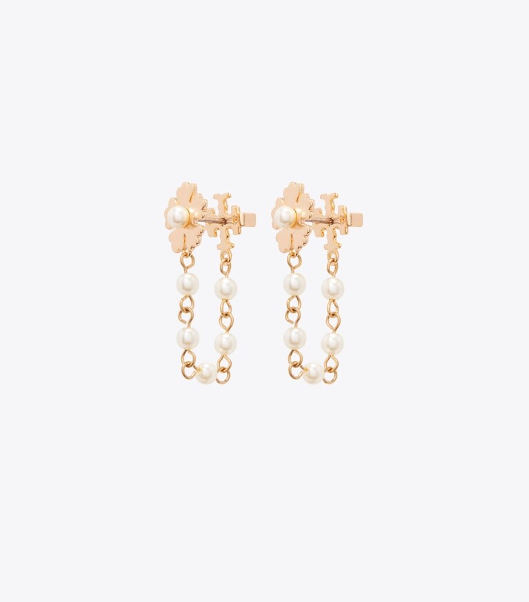 Tory Burch designer boucles d'oreilles Boucles d’oreilles Forget Me Not chaînes et perles in Tory Gold / Cream informations