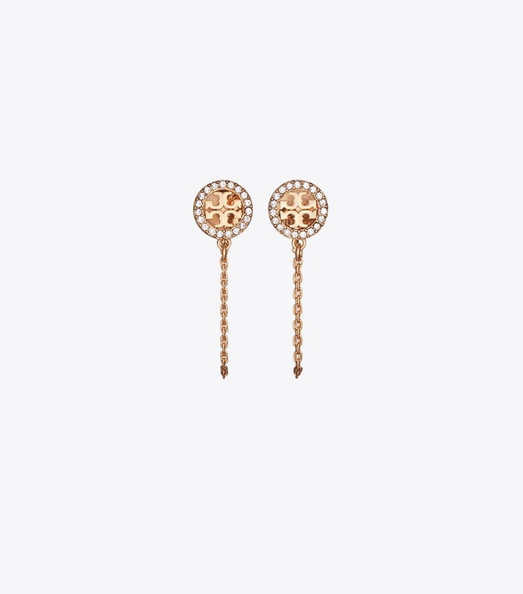 Tory Burch designer boucles d'oreilles Boucles d’oreilles Icon Chain dans Tory Gold / Crystal de face