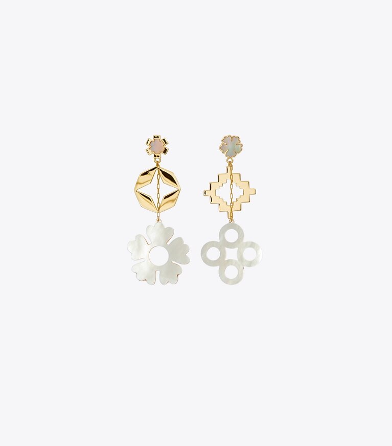 Tory Burch designer boucles d'oreilles Boucles d’oreilles Kira Clover in Tory Gold / Mother of Pearl front