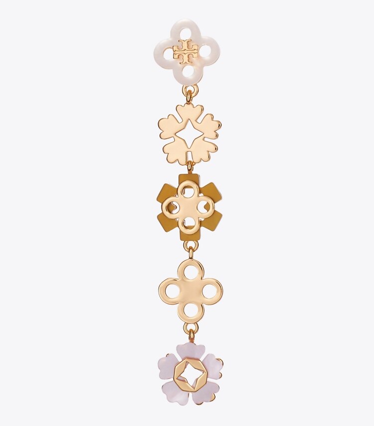 Tory Burch designer boucles d'oreilles Boucles d’oreilles linéaires Myosotis dans Tory Gold / Multi détails