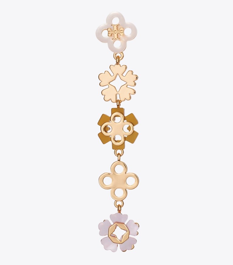 Tory Burch designer boucles d'oreilles Boucles d’oreilles linéaires Myosotis dans Tory Gold / Multi détails