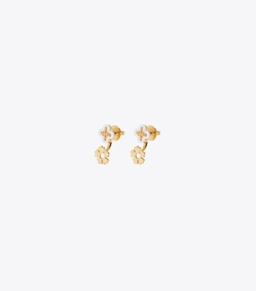 Tory Burch designer boucles d'oreilles Boucles d’oreilles Myosotis devant-derrière dans Light Silver / Tory Gold de face
