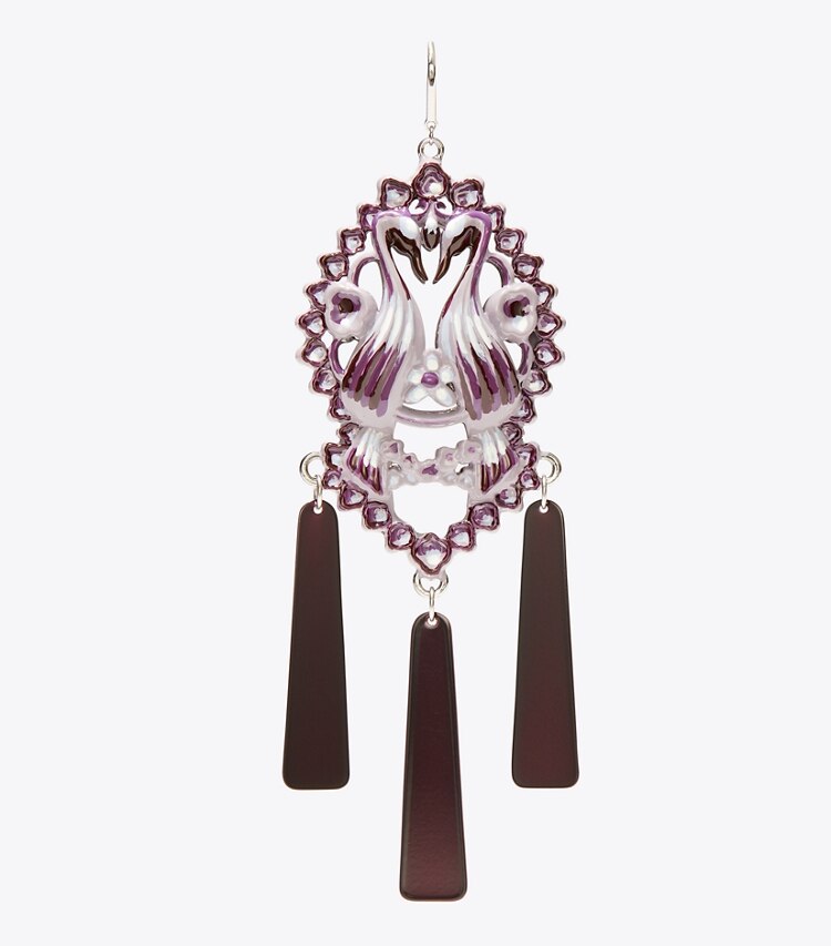 Tory Burch designer boucles d'oreilles Boucles d’oreilles Oiseau dans Tory Silver / Purple détails
