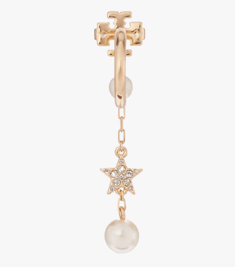 Tory Burch designer boucles d'oreilles Boucles d’oreilles pendantes Moondance à perle et étoile dans Tory Gold / Cream détails