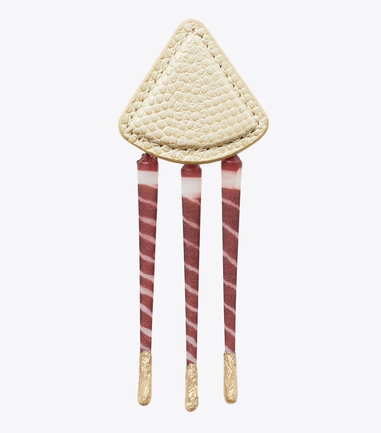Tory Burch designer boucles d'oreilles Boucles d’oreilles Tiger en cuir dans Aged Brass / Sand détails