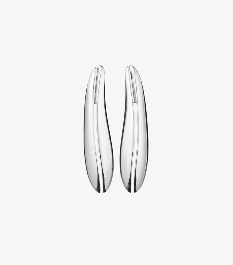Tory Burch designer boucles d'oreilles Boucles d'oreilles allongées dans Light Silver de face