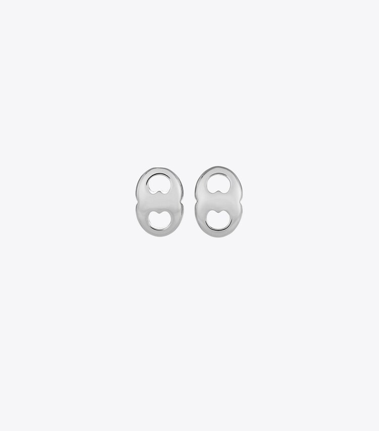 Tory Burch designer boucles d'oreilles Boucles d'oreilles clous Gemini dans Light Silver de face