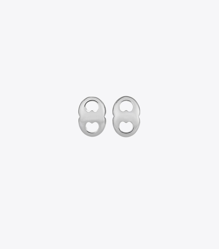 Tory Burch designer boucles d'oreilles Boucles d'oreilles clous Gemini dans Light Silver de face