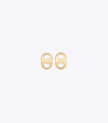 Tory Burch designer boucles d'oreilles Boucles d'oreilles clous Gemini dans Light Brass de face