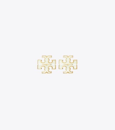 Tory Burch designer boucles d'oreilles Boucles d'oreilles clous Moondance dans Tory Gold / Mother of Pearl de face