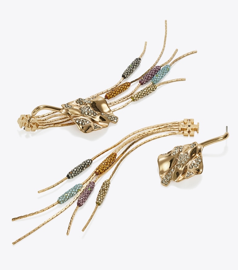 Tory Burch designer boucles d'oreilles Boucles d'oreilles devant-derrière Runway in GOLD / Crystal front