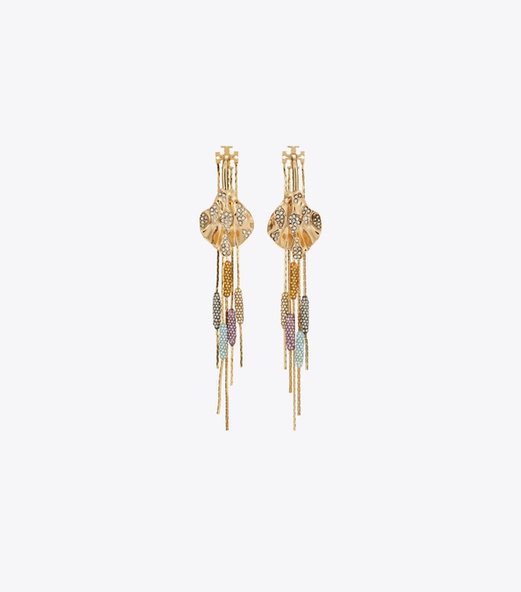Tory Burch designer boucles d'oreilles Boucles d'oreilles devant-derrière Runway in GOLD / Crystal front
