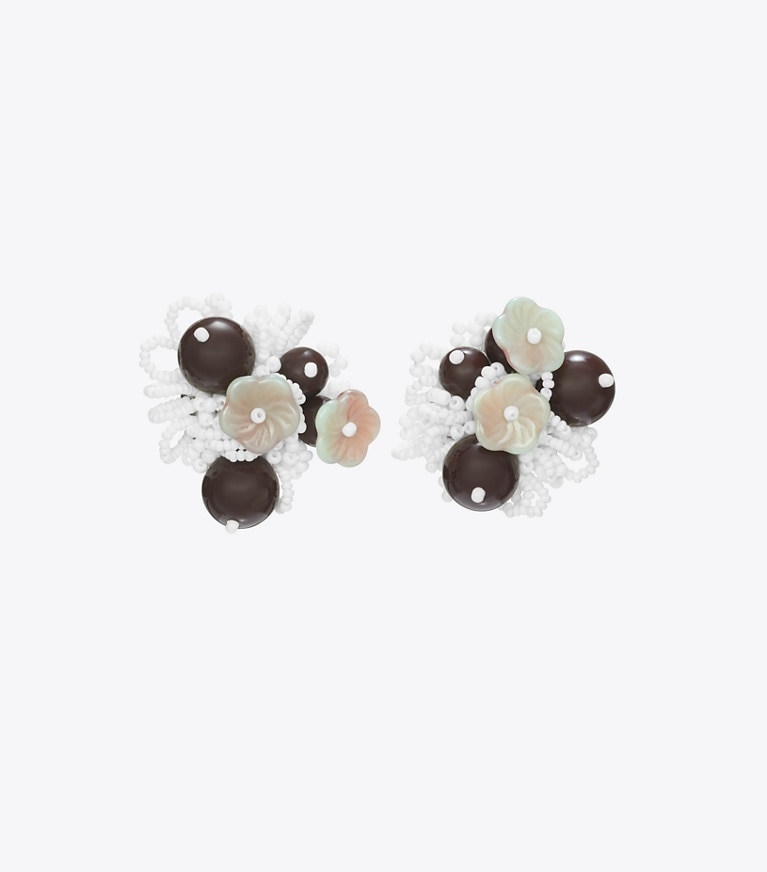 Tory Burch designer boucles d'oreilles Boucles d'oreilles grappe de perles Runway dans Tory Silver de face