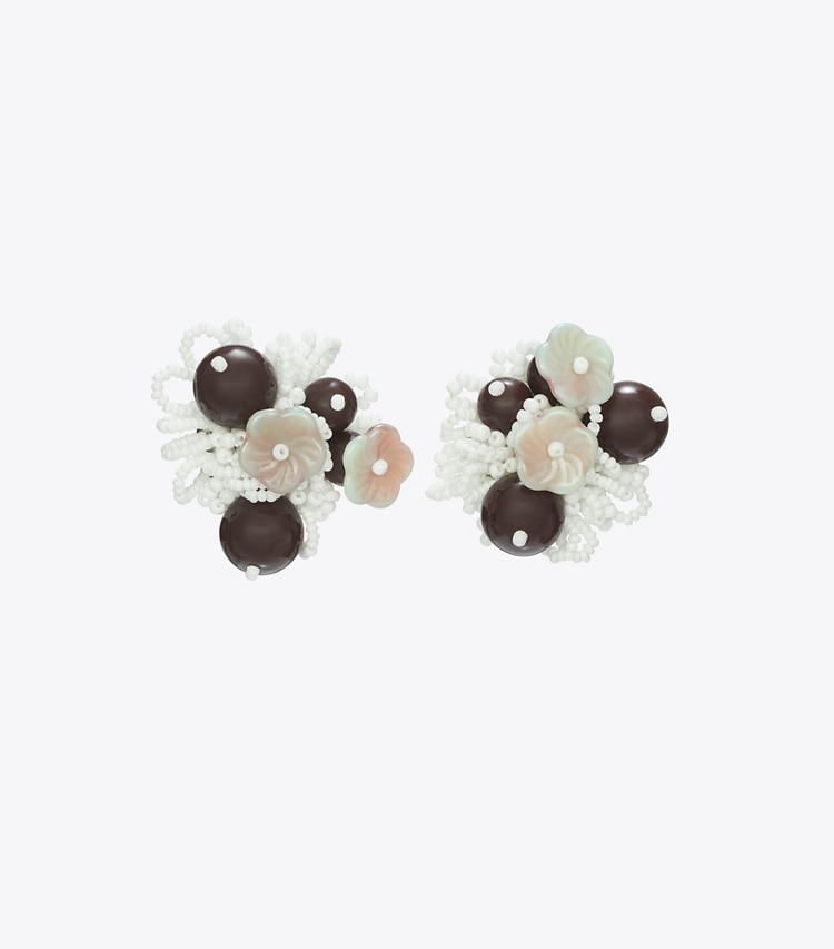 Tory Burch designer boucles d'oreilles Boucles d'oreilles grappes de perles du défilé in Tory Silver front